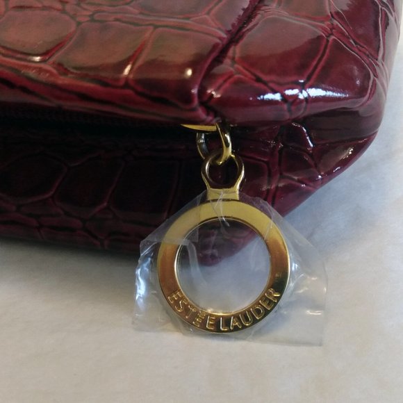 Estee Lauder Crocodile Pattern-Burgundy/Black Makeup Bag - Picture 2 of 8